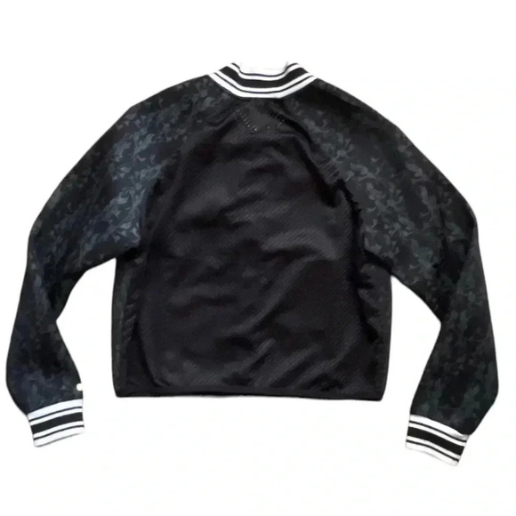 FABLETICS Tia Bomber Jacket Size M Black Neoprene Floral Print Pockets M… - Picture 3 of 11